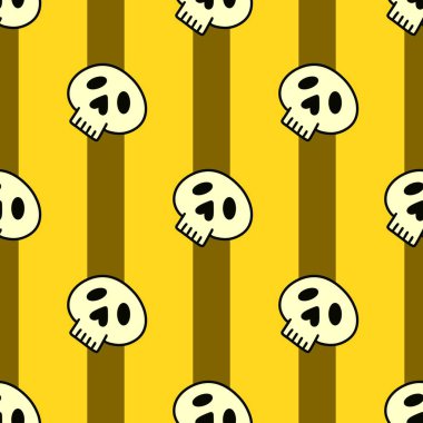 Cartoon Halloween seamless stripes and sculls pattern for wrapping paper and kids accessories and notebooks and fabrics and clothes print. High quality illustration