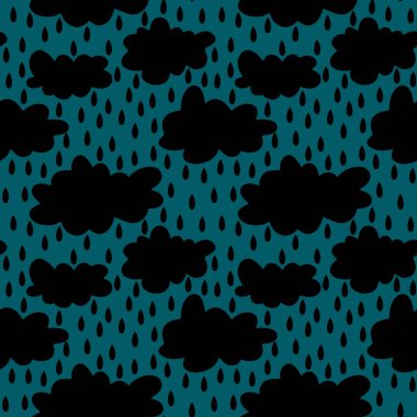 Cartoon seamless clouds and rain drops pattern for kids clothes print and accessories and notebooks and wrapping paper and fabrics. High quality illustration