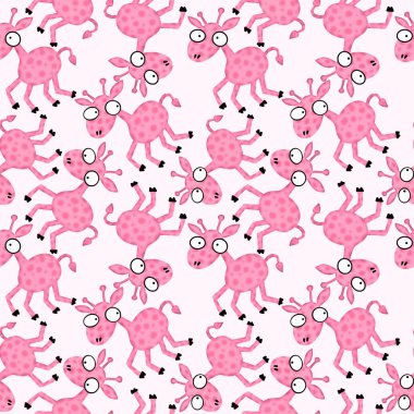 Cartoon animals seamless aliens giraffe pattern for kids clothes print and wrapping paper and accessories and notebooks and fabrics. High quality illustration