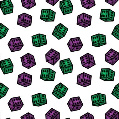 Cartoon geometric seamless game dice pattern for kids and clothes and accessories and notebooks and wrapping paper. High quality illustration