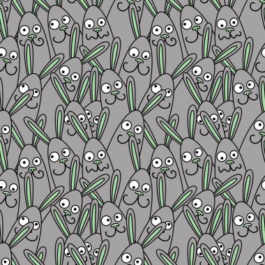 Cartoon animals seamless doodle rabbit pattern for new 2023 year wrapping paper and Christmas clothes print and kids accessories and Easter and notebooks and fabrics. High quality illustration