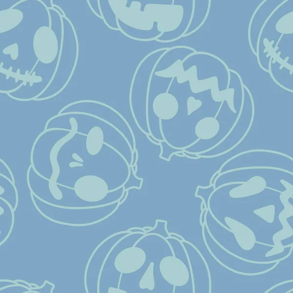 Autumn Cartoon Line Art Seamless Pumpkins Pattern Clothes Print Wrapping — Stok fotoğraf