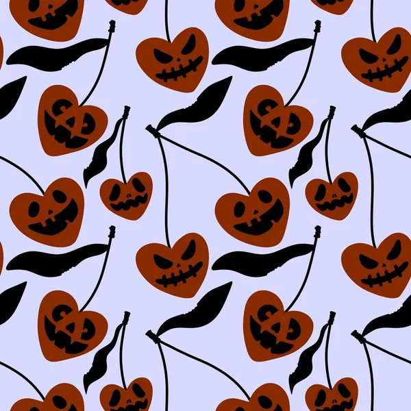 Halloween Seamless Evil Cherry Cartoon Pattern Kids Accessories Festive Wrapping — Zdjęcie stockowe