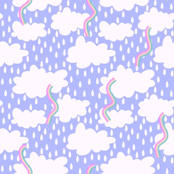Cartoon seamless clouds and rain drops pattern for kids clothes print and accessories and notebooks and wrapping paper and fabrics. High quality illustration