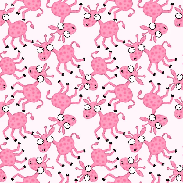 Cartoon Animals Seamless Aliens Giraffe Pattern Kids Clothes Print Wrapping —  Fotos de Stock