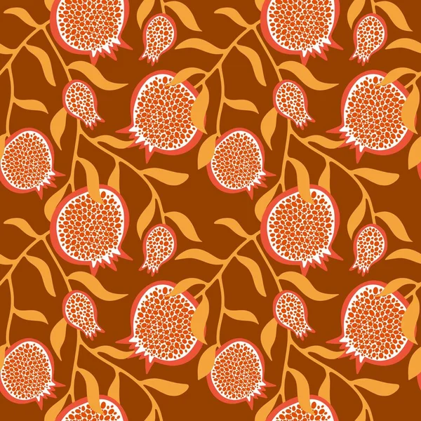 Summer Autumn Fruit Seamless Ripe Pomegranate Seeds Pattern Wrapping Paper — ストック写真