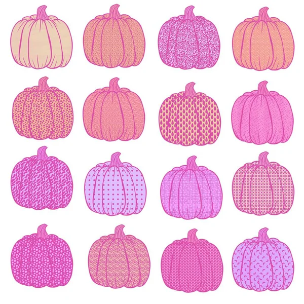 Autumn Halloween Set Pumpkins Stickers Accessories Notebooks Fabrics Clothes Print — Stockfoto