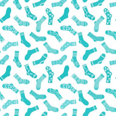 Cartoon kids seamless winter socks pattern for wrapping paper and clothes print and accessories and notebooks and Christmas gift box. High quality illustration
