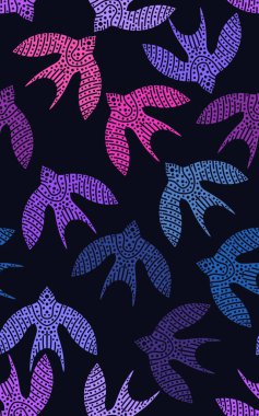 Ethnic animals seamless birds line art pattern for wrapping paper and clothes print and kids notebooks and accessories and fabrics and linens. High quality illustration