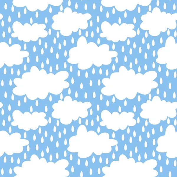 Cartoon seamless clouds and rain drops pattern for kids clothes print and accessories and notebooks and wrapping paper and fabrics. High quality illustration