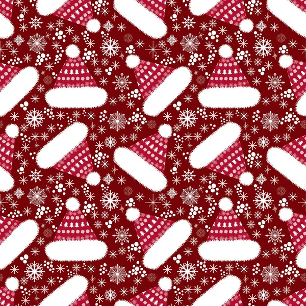 Winter Christmas Seamless Cartoon Santa Hat Pattern Kids Wrapping Paper — Stockfoto
