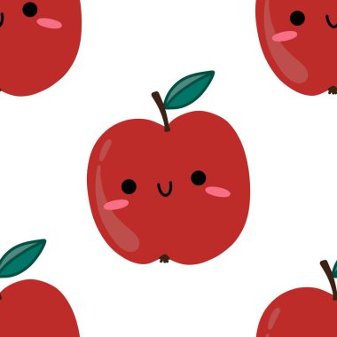 Autumn cartoon fruit seamless apples pattern for kids clothes print and accessories and wrapping paper and fabrics and kitchen. High quality illustration