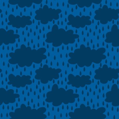 Cartoon seamless clouds and rain drops pattern for kids clothes print and accessories and notebooks and wrapping paper and fabrics. High quality illustration