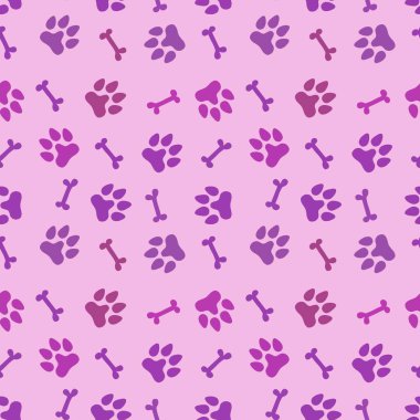 Cartoon doodle animals seamless dogs footprints and bones pattern for clothes print and kids accessories and notebooks and fabrics and wrapping shop paper. High quality illustration
