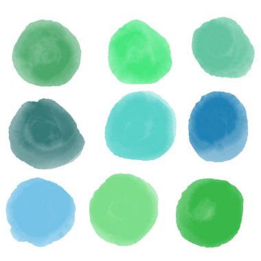 Watercolor set circle spots for fabrics and clothes print and accessories and notebooks and stickers and kids and shops. High quality illustration