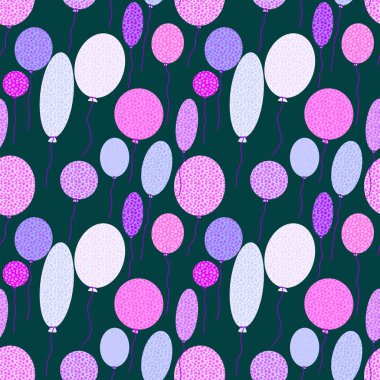 Birthday seamless bubble balloons pattern for festive wrapping paper and notebooks and kids accessories and fabrics fabrics. High quality illustration