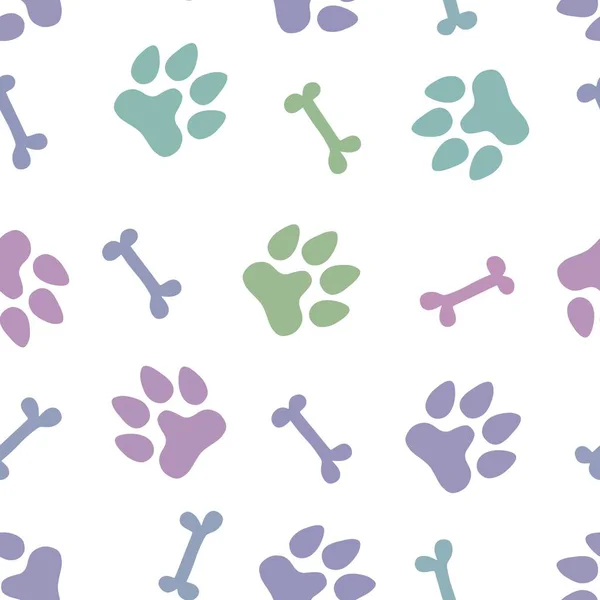 Cartoon doodle animals seamless dogs footprints and bones pattern for clothes print and kids accessories and notebooks and fabrics and wrapping shop paper. High quality illustration