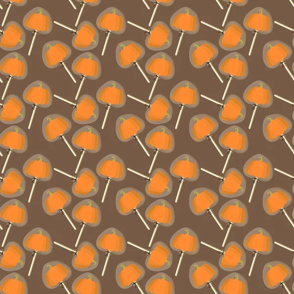Cartoon Sugar Candy Seamless Halloween Pumpkins Lollipop Pattern Wrapping Paper — Stock fotografie