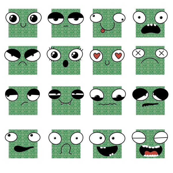 Set Emotions Monster Smile Sad Stickers Kids Study Notebooks Fabrics — Stock Photo, Image
