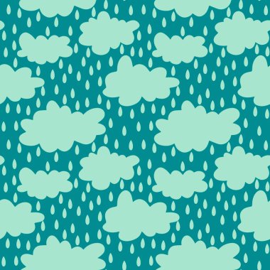 Cartoon seamless clouds and rain drops pattern for kids clothes print and accessories and notebooks and wrapping paper and fabrics. High quality illustration