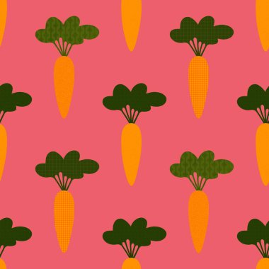 Autumn vegetable seamless cartoon carrot pattern for wrapping paper and clothes print and kids accessories and notebooks and fabrics and kitchen textiles. High quality illustration
