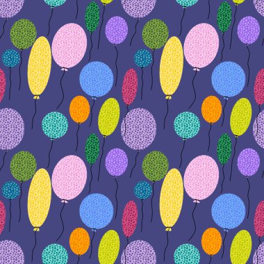 Birthday seamless bubble balloons pattern for festive wrapping paper and notebooks and kids accessories and fabrics fabrics. High quality illustration