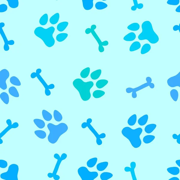 Cartoon doodle animals seamless dogs footprints and bones pattern for clothes print and kids accessories and notebooks and fabrics and wrapping shop paper. High quality illustration