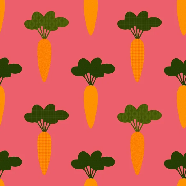 Autumn Vegetable Seamless Cartoon Carrot Pattern Wrapping Paper Clothes Print —  Fotos de Stock