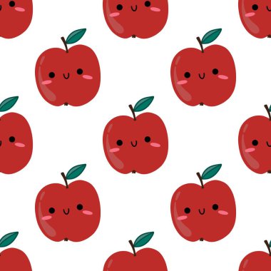 Autumn cartoon fruit seamless apples pattern for kids clothes print and accessories and wrapping paper and fabrics and kitchen. High quality illustration