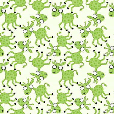 Cartoon animals seamless aliens giraffe pattern for kids clothes print and wrapping paper and accessories and notebooks and fabrics. High quality illustration