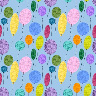 Birthday seamless bubble balloons pattern for festive wrapping paper and notebooks and kids accessories and fabrics fabrics. High quality illustration