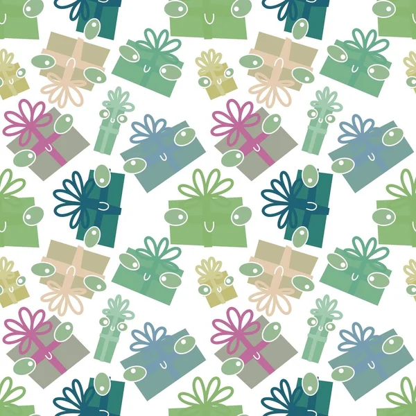 Birthday Gifts Box Seamless Pattern Christmas Wrapping Paper Accessories Notebooks — Stockfoto