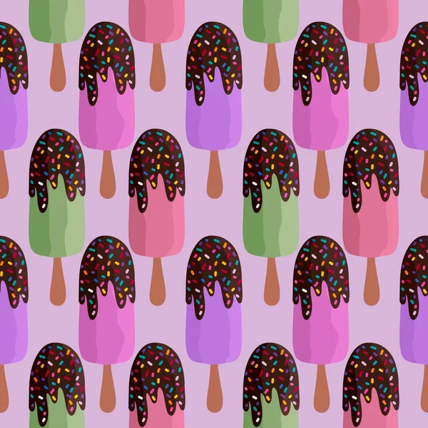 Summer Cartoon Ice Cream Seamless Pattern Kids Clothes Print Accessories — 스톡 사진