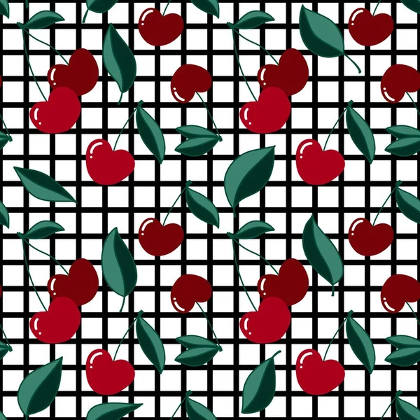 Fruit Cartoon Seamless Cherry Pattern Clothes Print Kids Notebooks Accessories — Stock Photo, Image