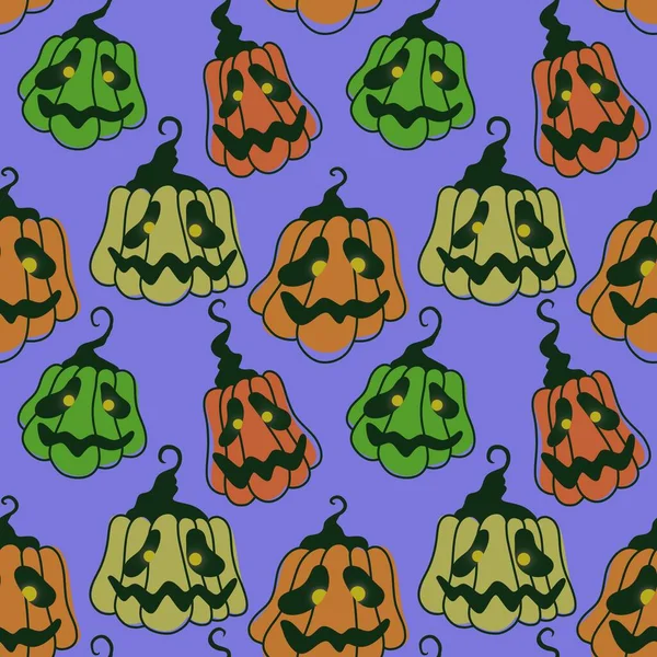 Halloween Varrat Nélküli Sütőtök Boszorkány Kalap Szellem Minta Szövetek Csomagolópapír — Stock Fotó
