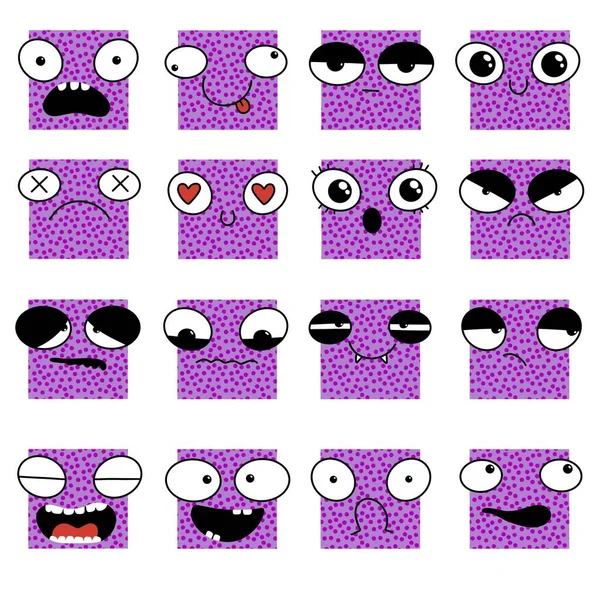 Set Emotions Monster Smile Sad Stickers Kids Study Notebooks Fabrics — Stock fotografie