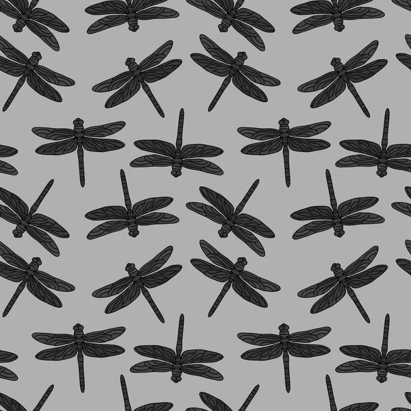 Cartoon doodle butterfly seamless dragonfly line art pattern for wrapping paper and clothes kids print and accessories and notebooks and linens. High quality illustration