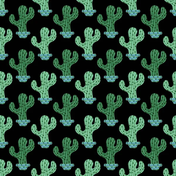 Summer floral seamless cartoon cactus and pot pattern for kids clothes print and wrapping paper and accessories and notebooks and fabrics and vocation. High quality illustration