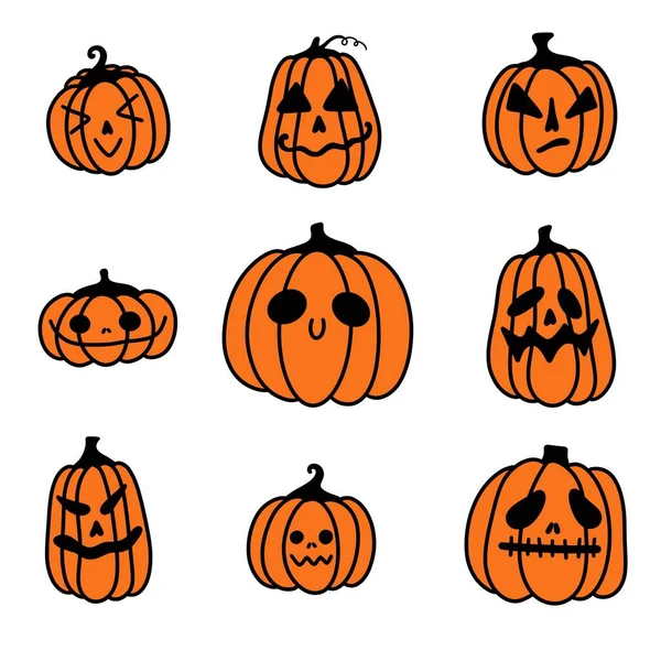Autumn Halloween Set Pumpkins Stickers Accessories Notebooks Fabrics Clothes Print — Stok fotoğraf