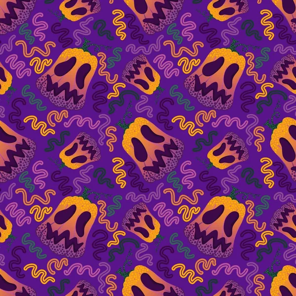 Halloween Seamless Pumpkins Witch Hat Ghost Pattern Fabrics Wrapping Paper — Fotografia de Stock