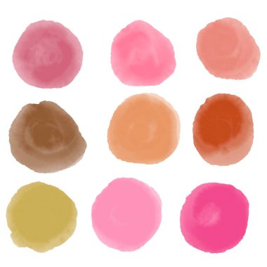 Watercolor set circle spots for fabrics and clothes print and accessories and notebooks and stickers and kids and shops. High quality illustration