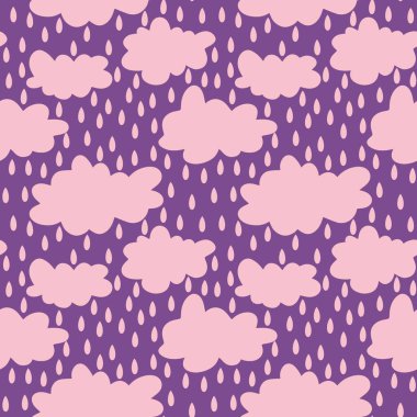 Cartoon seamless clouds and rain drops pattern for kids clothes print and accessories and notebooks and wrapping paper and fabrics. High quality illustration