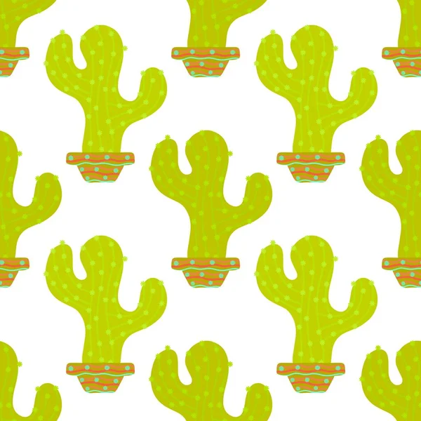 Summer floral seamless cartoon cactus and pot pattern for kids clothes print and wrapping paper and accessories and notebooks and fabrics and vocation. High quality illustration