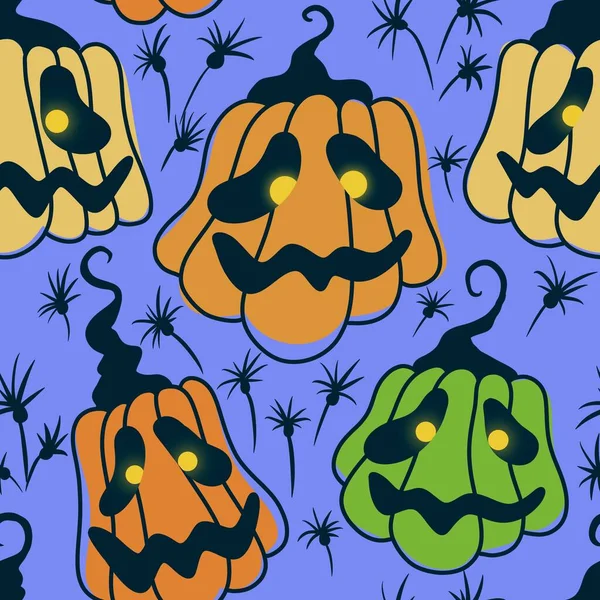 Halloween Seamless Pumpkins Witch Hat Ghost Pattern Fabrics Wrapping Paper — Foto Stock