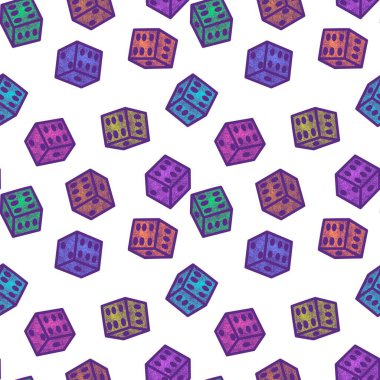 Cartoon geometric seamless game dice pattern for kids and clothes and accessories and notebooks and wrapping paper. High quality illustration