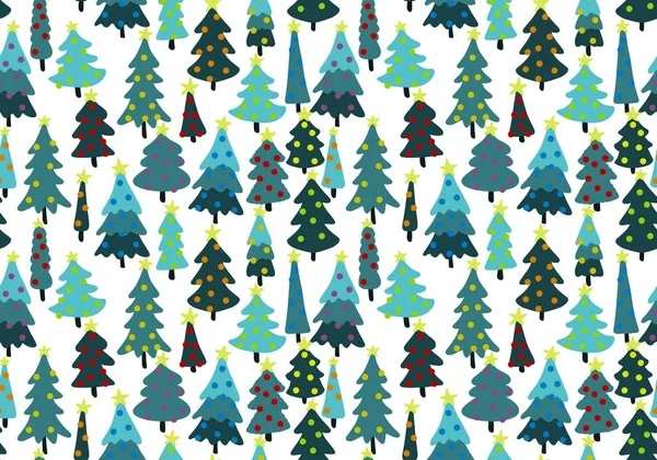 Winter forest seamless Christmas tree pattern for new year wrapping paper and kids clothes print and Noel accessories and fabrics and notebooks and gifts box. High quality illustration