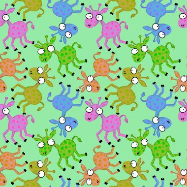 Cartoon animals seamless aliens giraffe pattern for kids clothes print and wrapping paper and accessories and notebooks and fabrics. High quality illustration