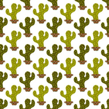 Summer floral seamless cartoon cactus and pot pattern for kids clothes print and wrapping paper and accessories and notebooks and fabrics and vocation. High quality illustration