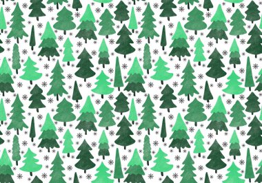 Winter forest seamless Christmas tree pattern for new year wrapping paper and kids clothes print and Noel accessories and fabrics and notebooks and gifts box. High quality illustration
