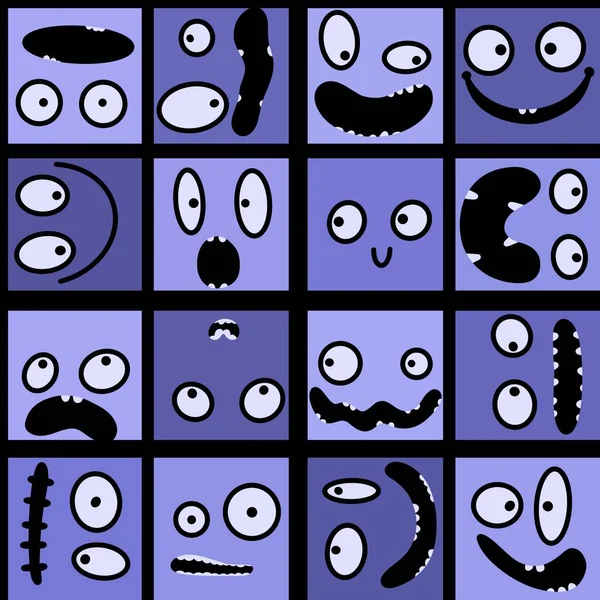 Cartoon Monsters Aliens Seamless Kids Emoticons Pattern Wrapping Paper Festive — ストック写真